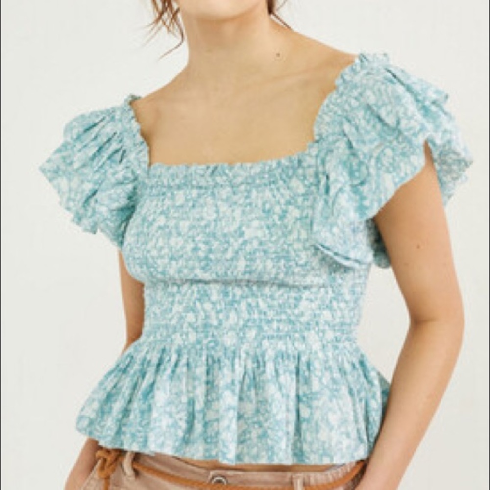 NWT Anthropologie Love The Label Ruffle Blouse L